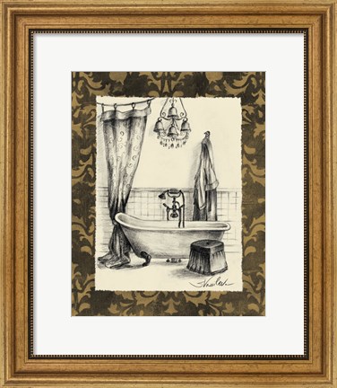 Framed Elegant Bath II Print