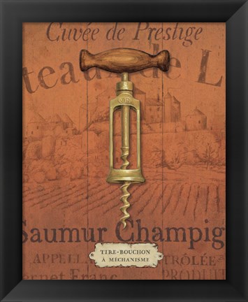 Framed Antique Corkscrew II Red Print