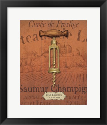 Framed Antique Corkscrew II Red Print