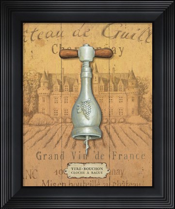 Framed Antique Corkscrew IV Yellow Print