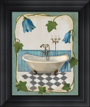 Framed Bell Flower Bath I on Ivory Print