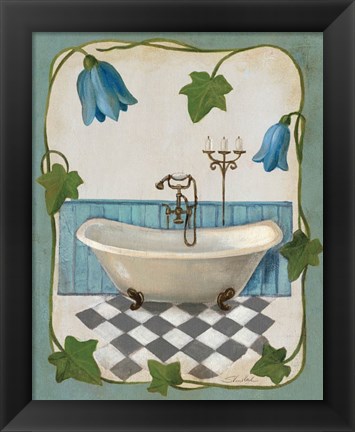 Framed Bell Flower Bath I on Ivory Print