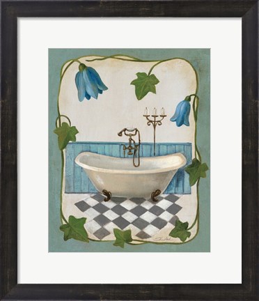 Framed Bell Flower Bath I on Ivory Print
