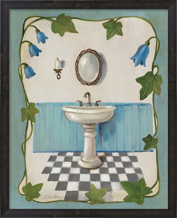 Framed Bell Flower Bath II on Ivory Print