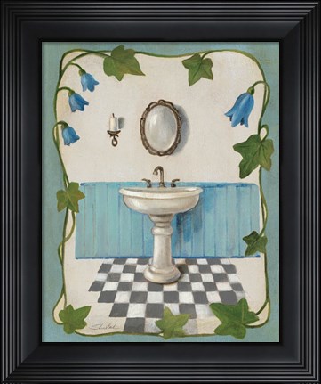 Framed Bell Flower Bath II on Ivory Print