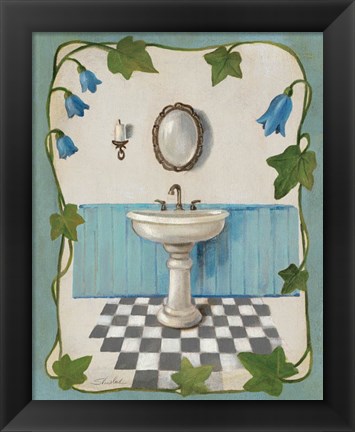 Framed Bell Flower Bath II on Ivory Print