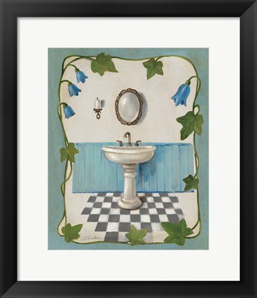 Framed Bell Flower Bath II on Ivory Print