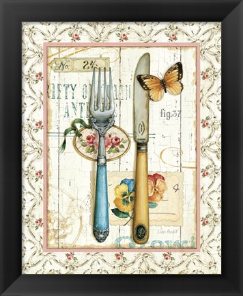 Framed Rose Garden Utensils I Print