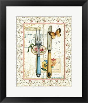 Framed Rose Garden Utensils I Print