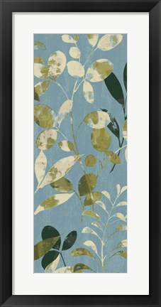 Framed Leaves on Blue II Print