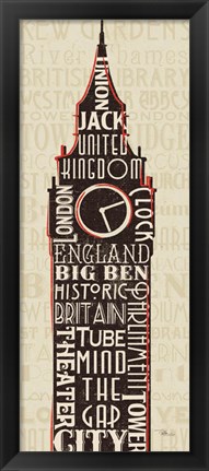 Framed London City Words II Print