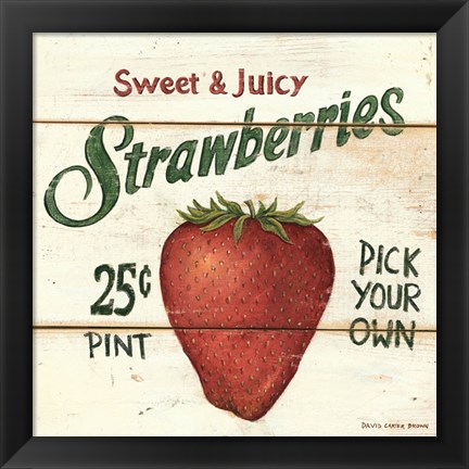 Framed Sweet and Juicy Strawberries Print