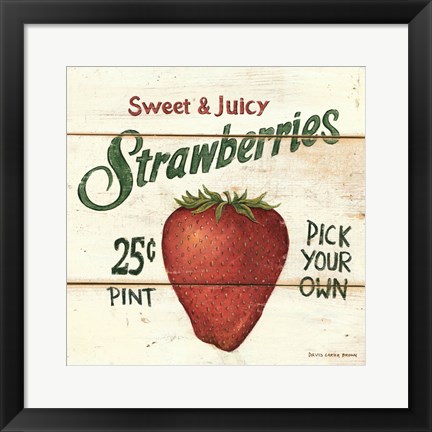 Framed Sweet and Juicy Strawberries Print