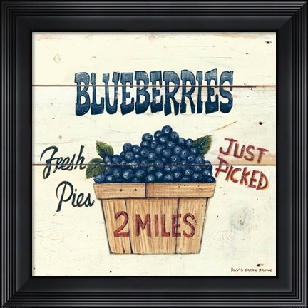 Framed Blueberries Just Picked Print