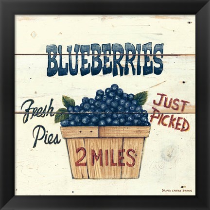 Framed Blueberries Just Picked Print