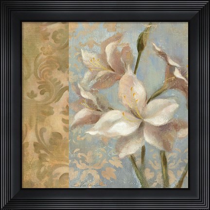Framed Amaryllis on Soft Blue Print