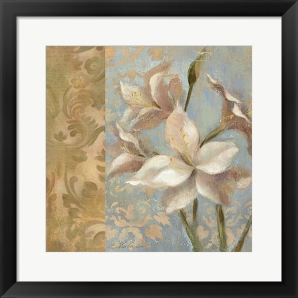 Framed Amaryllis on Soft Blue Print