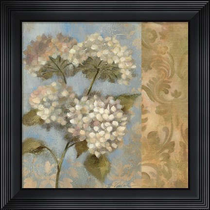 Framed Hydrangea on Soft Blue Print