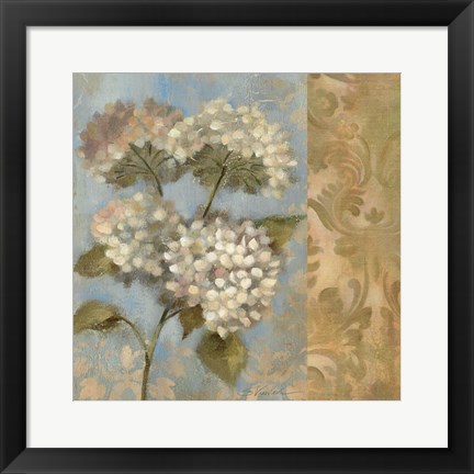 Framed Hydrangea on Soft Blue Print