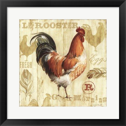 Framed Joli Rooster I Print
