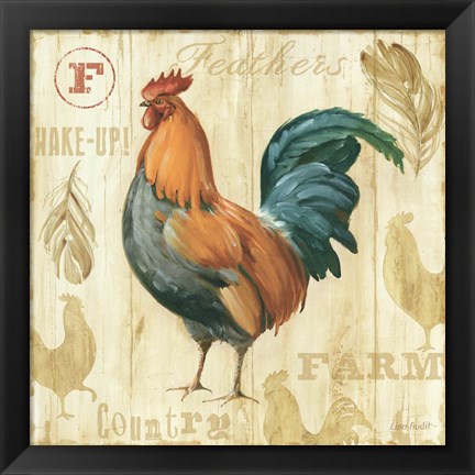 Framed Joli Rooster II Print