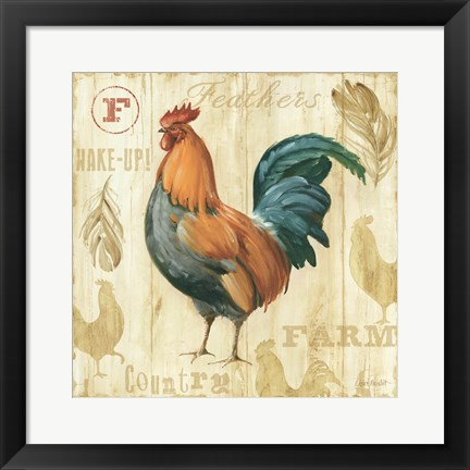 Framed Joli Rooster II Print