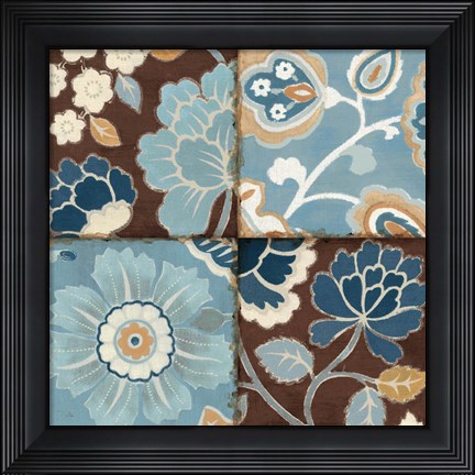 Framed Patchwork Motif Blue II Print