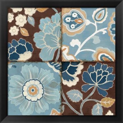 Framed Patchwork Motif Blue II Print