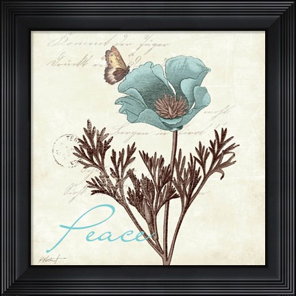 Framed Touch of Blue I - Peace Print
