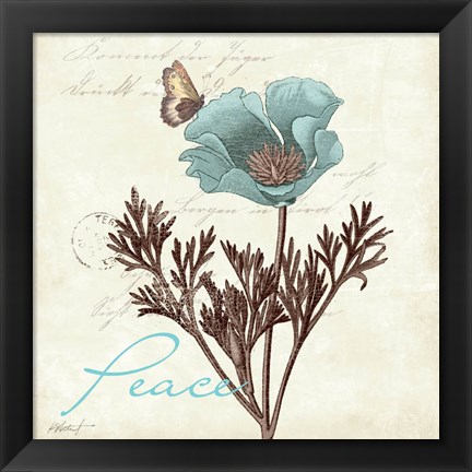 Framed Touch of Blue I - Peace Print