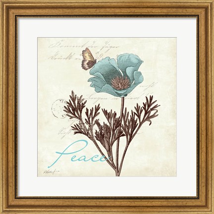 Framed Touch of Blue I - Peace Print