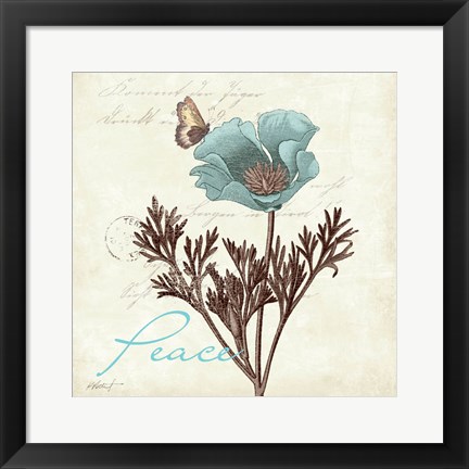 Framed Touch of Blue I - Peace Print