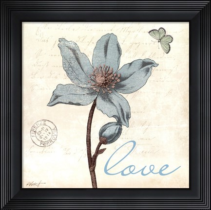 Framed Touch of Blue IV - Love Print