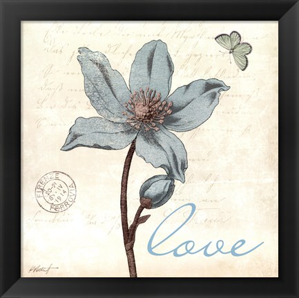 Framed Touch of Blue IV - Love Print