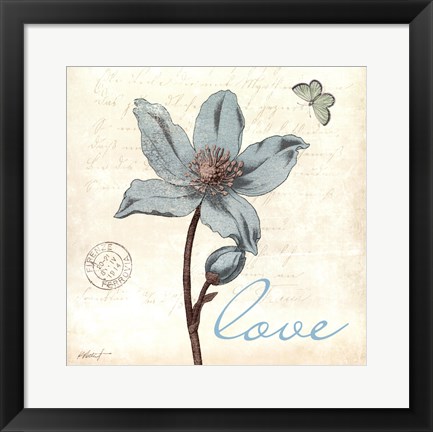 Framed Touch of Blue IV - Love Print