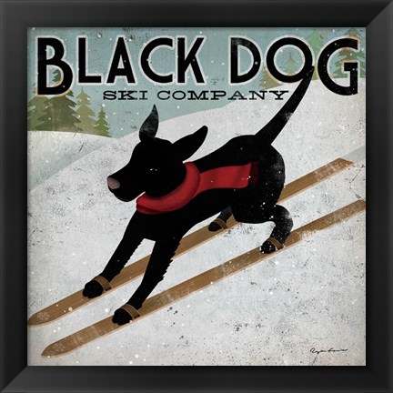 Framed Black Dog Ski Co. Print