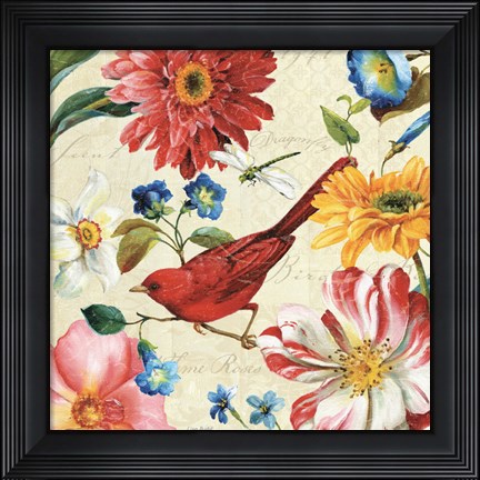 Framed Rainbow Garden III - Cream Print