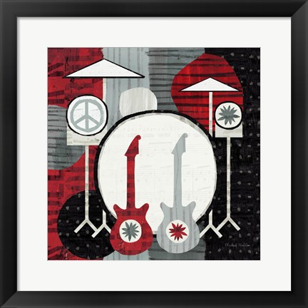 Framed Rock &#39;n Roll Drums Print