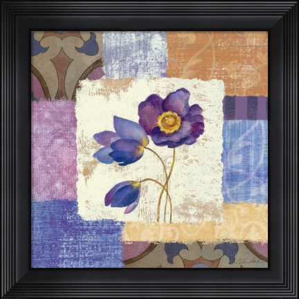 Framed Tiled Poppies I - Purple Print