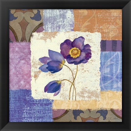 Framed Tiled Poppies I - Purple Print