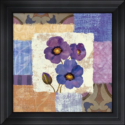 Framed Tiled Poppies II - Purple Print