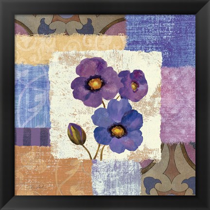 Framed Tiled Poppies II - Purple Print