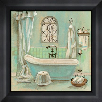 Framed Glass Tile Bath I Print