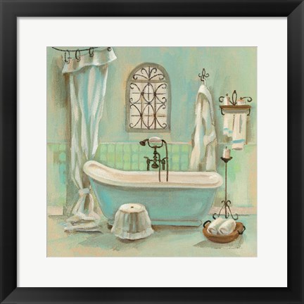 Framed Glass Tile Bath I Print