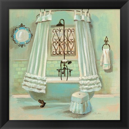 Framed Glass Tile Bath II Print