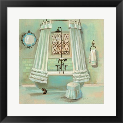 Framed Glass Tile Bath II Print