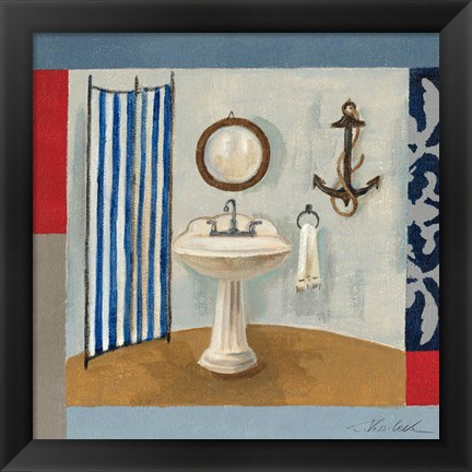 Framed Nautical Bath I Print