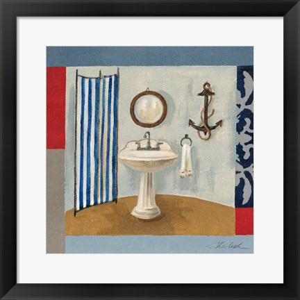 Framed Nautical Bath I Print