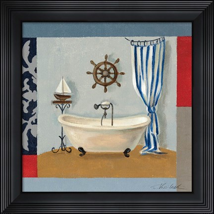 Framed Nautical Bath II Print