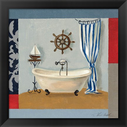 Framed Nautical Bath II Print